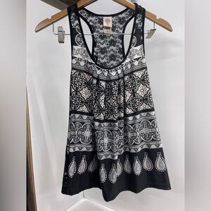 In Bloom Black and White Lace Tank Top